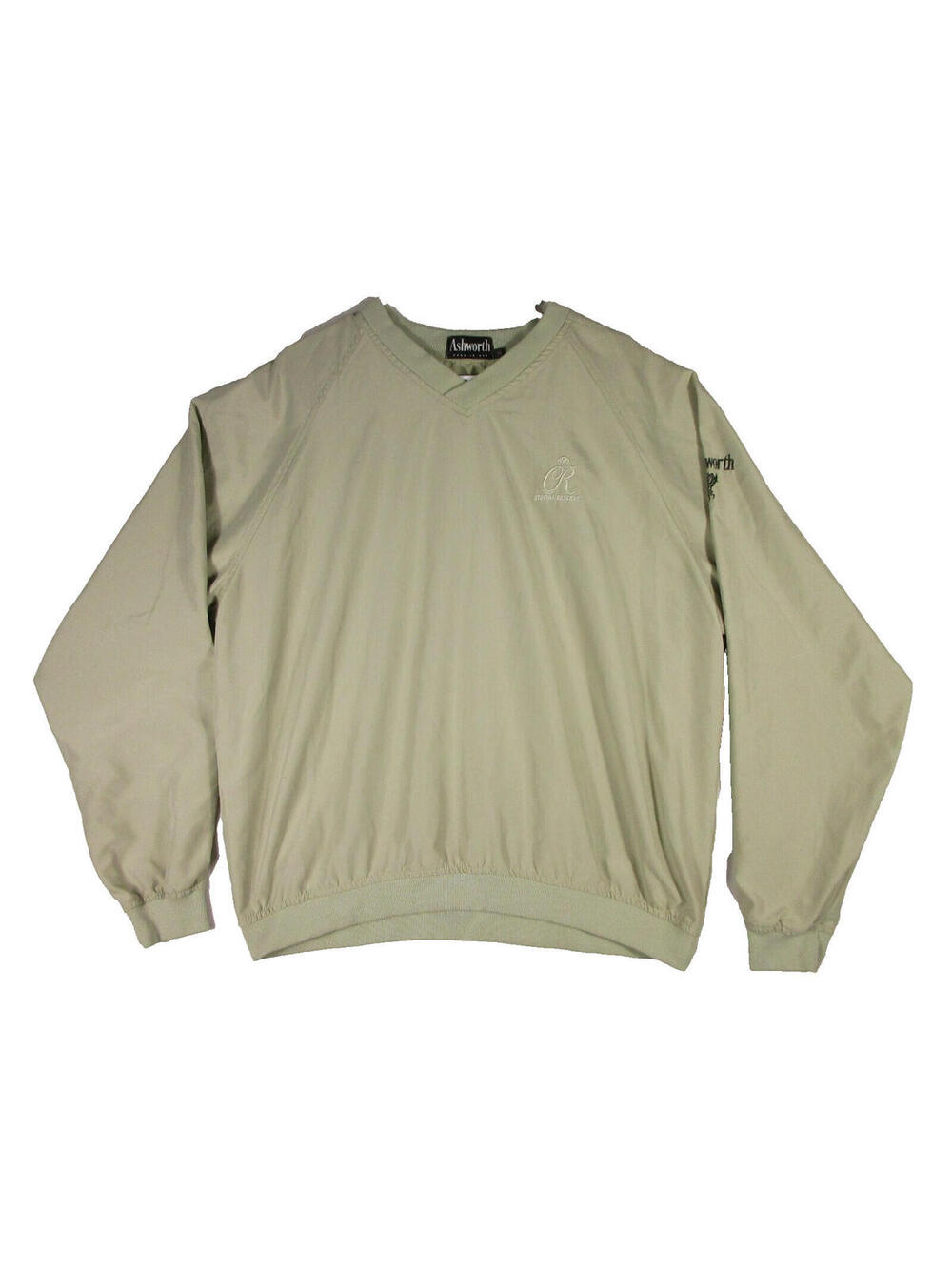 Ashworth Mens Pullover Golf Jacket Embroidered V-Neck Long Sleeve Size M Green